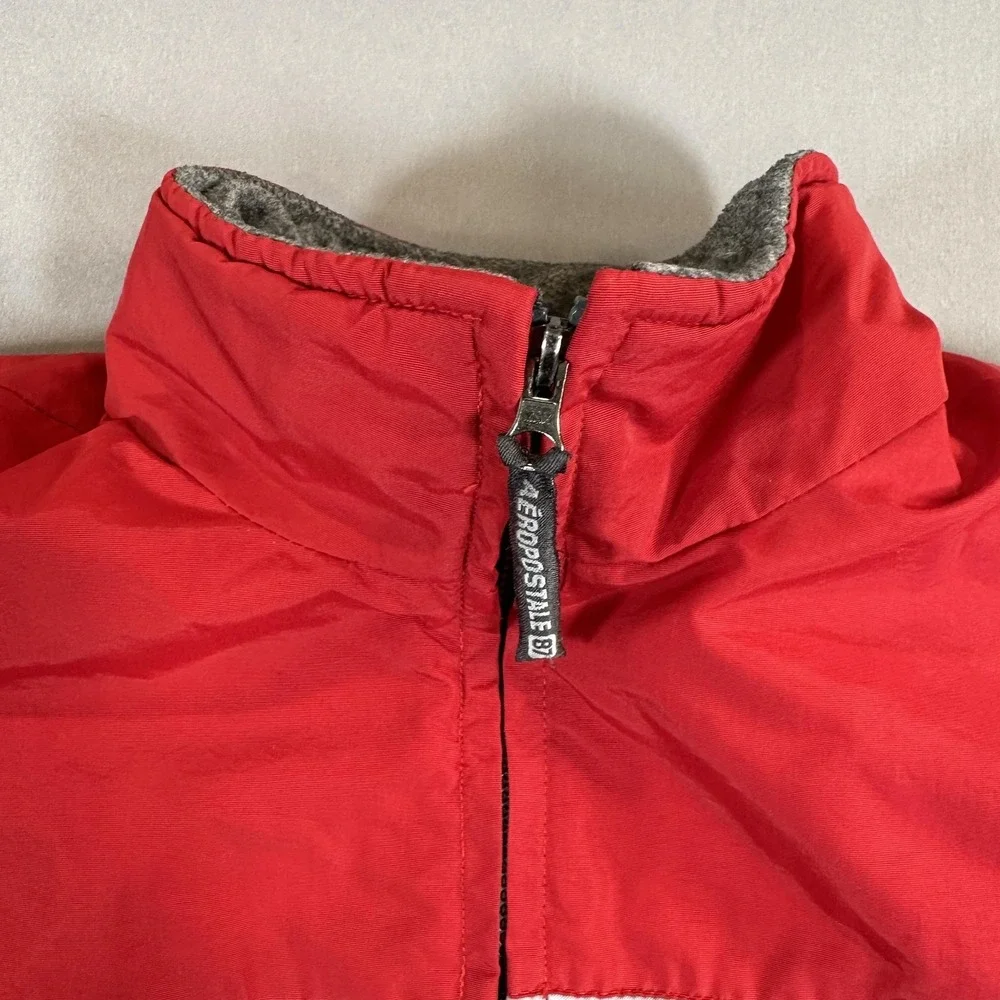 Aeropostale‎ Jacket Mens Large Gray Red Colorblock Full Zip Insulated